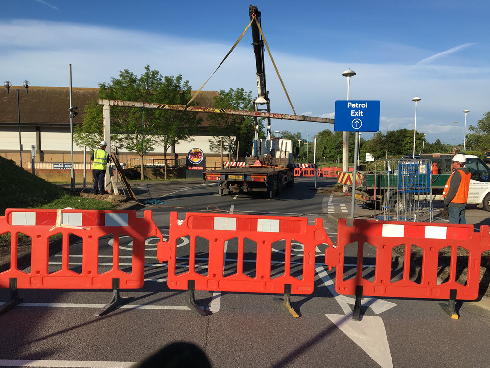 Remove road barrier, Copdock Intersection, Ipswich