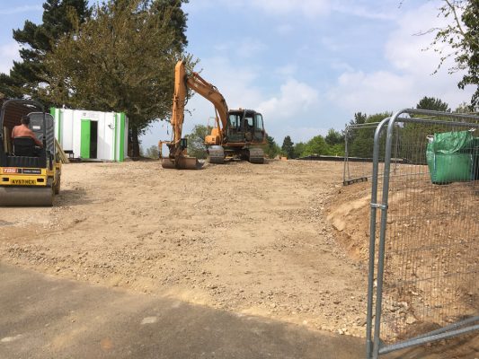 Site set up, roadway, car park, new building, Semer, Hadleigh