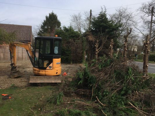 excavate to remove hedge and extend drive, Norton