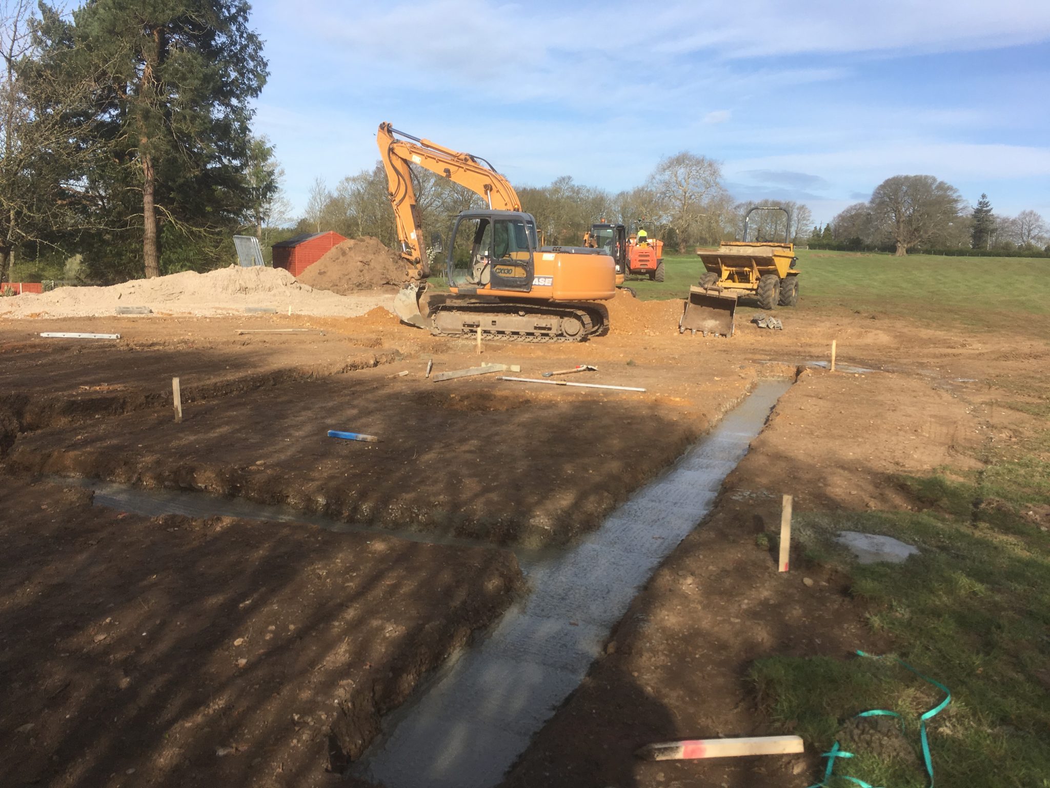 Site set up, roadway, car park, new building, Semer, Hadleigh