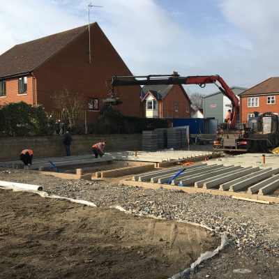 Block and beam installation for two new dwellings in Saffron Walden
