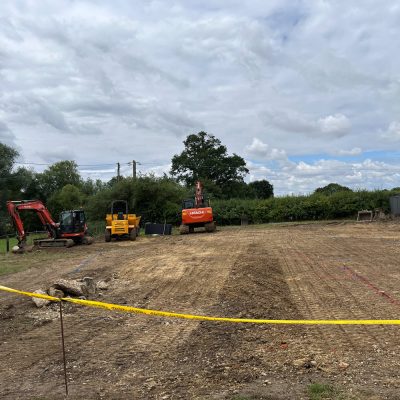 Cleared site following demolition ready for new build groundworks in Cockfield