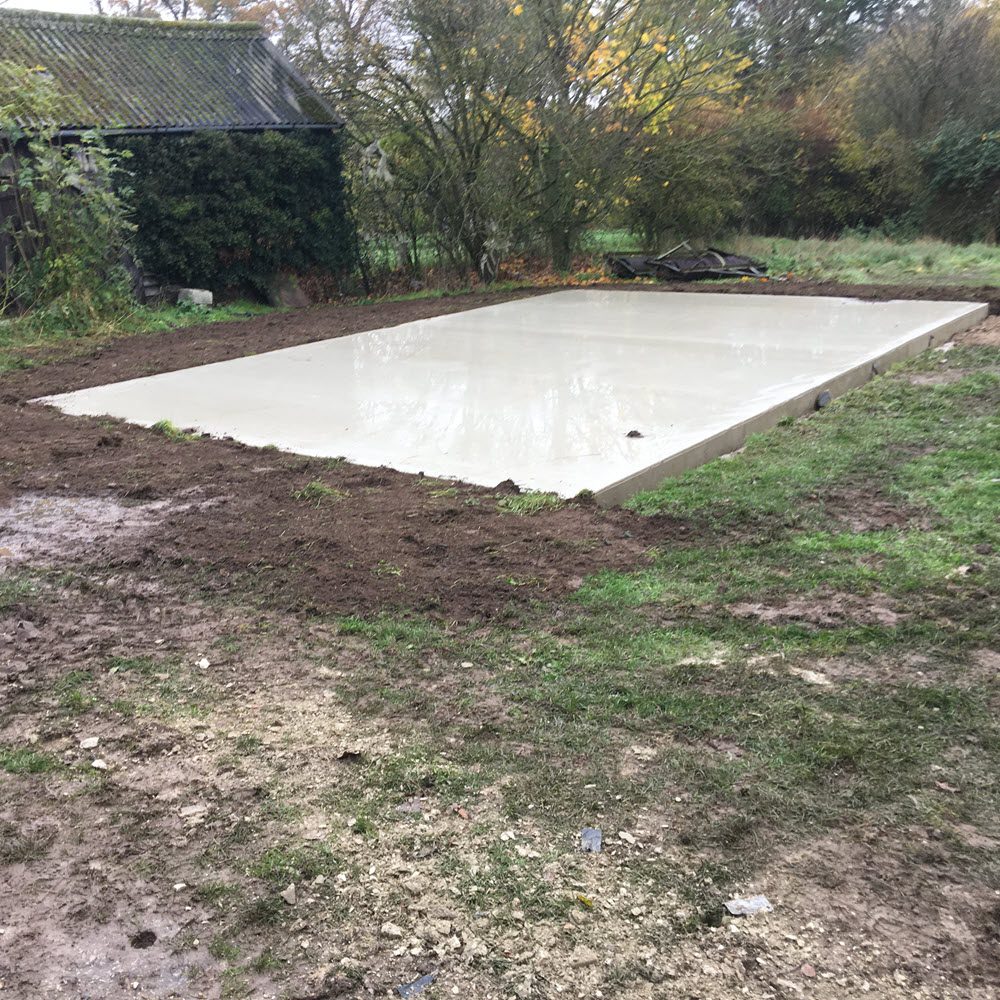 Concrete base prepared and poured for fertiliser tanks in Stowlangtoft