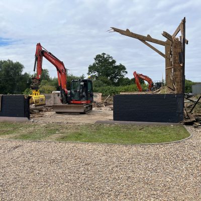 Farm building demolition and new build groundworks in Cockfield Suffolk