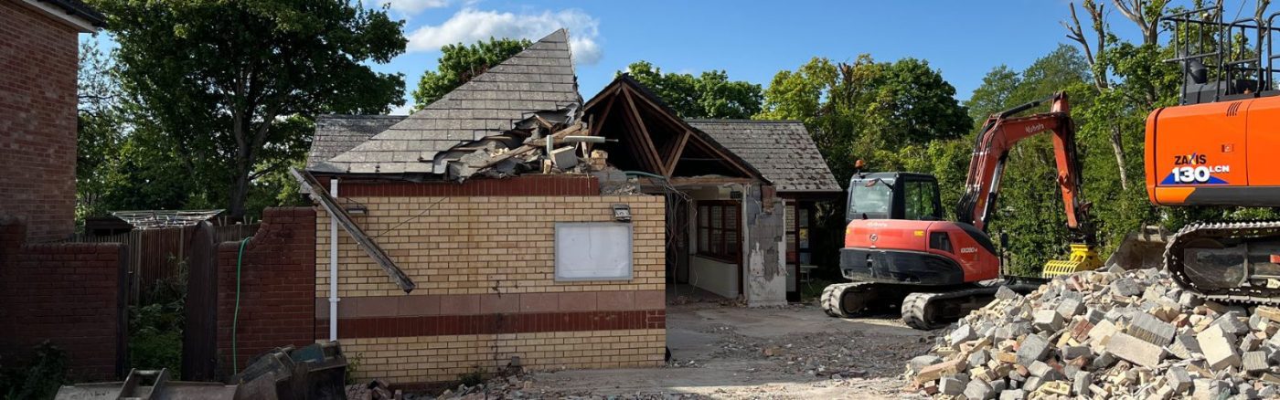 Demolition of former surgery pre building new bungalows in Steeple Bumpstead