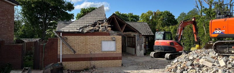 Demolition of former surgery pre building new bungalows in Steeple Bumpstead