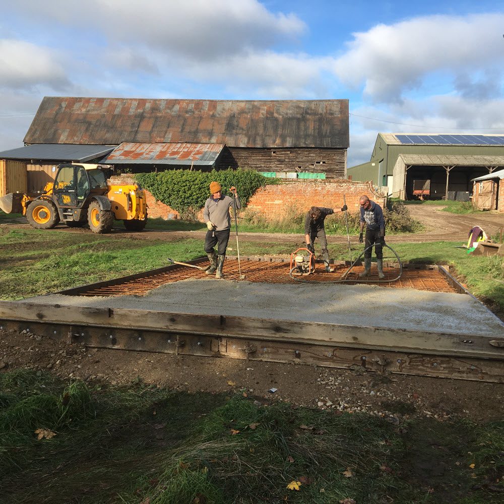 Ground preparation for fertiliser tank base in Stowlangtoft