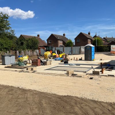 Groundworks completed to DPC level for two new dwellings in Steeple Bumpstead