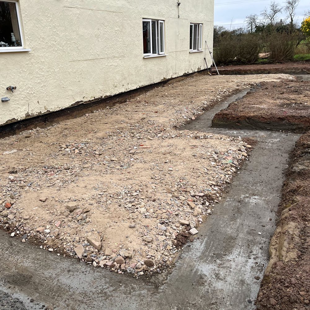 Extension and annex groundworks in Great Sampford including raft foundation