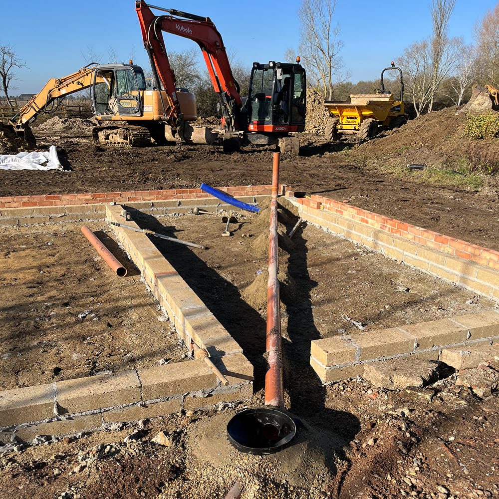 Groundworks for cartlodge buildings in Haughley Green