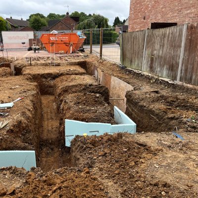 Groundworks for two new dwellings in Steeple Bumpstead including foundations and drainage
