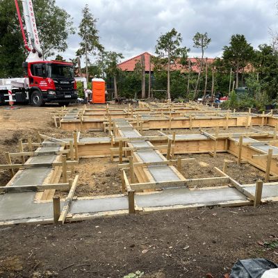 Groundworks up to DPC alongside the Screw Pile contractor, Elmswell