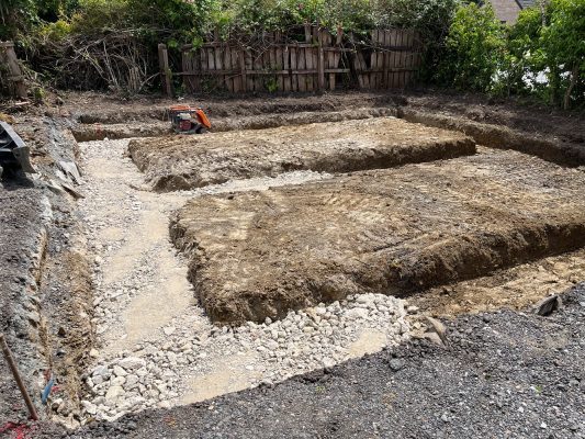 Preparation of ground for raft foundation in Hitcham