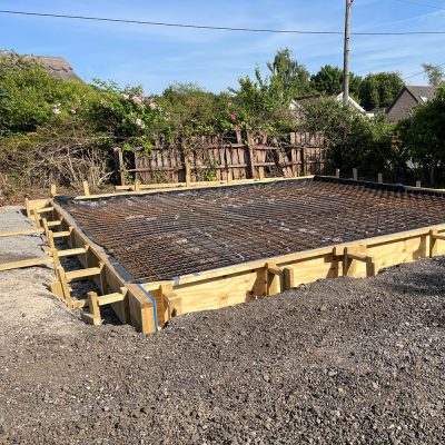 Reinforcement and preparation for concrete raft foundation in Hitcham