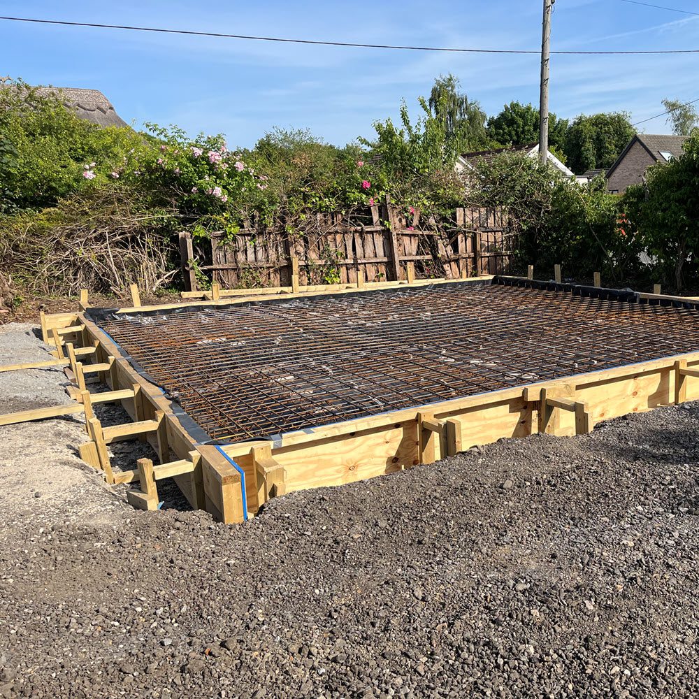 Concrete raft foundation installed in Hitcham due to poor ground conditions