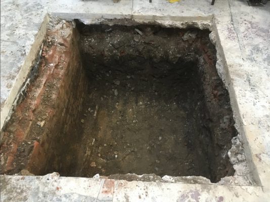 Bury St Edmunds - Concrete floor diamond cut to excavate area in warehouse
