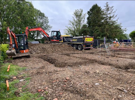 Foundation excavation for house project in Denham near Bury St Edmunds