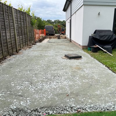 Excavated and formation for raft foundation in Weatherden