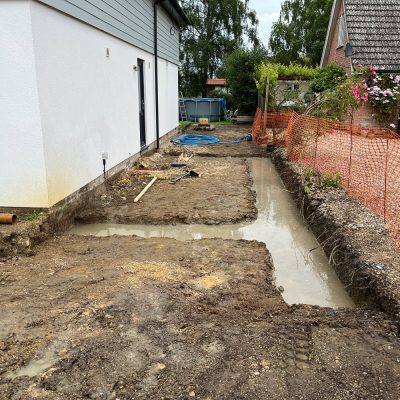 Excavation and formation for raft foundation in Weatherden