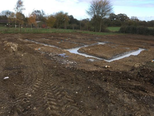 Kirtling - Concrete foundations poured for multiple houses
