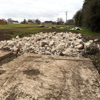 Removal of grain bins, machinery and concrete flooring at farm in Risby Suffolk
