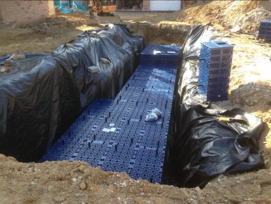 Risby - foundations being installed for new houses in Suffolk