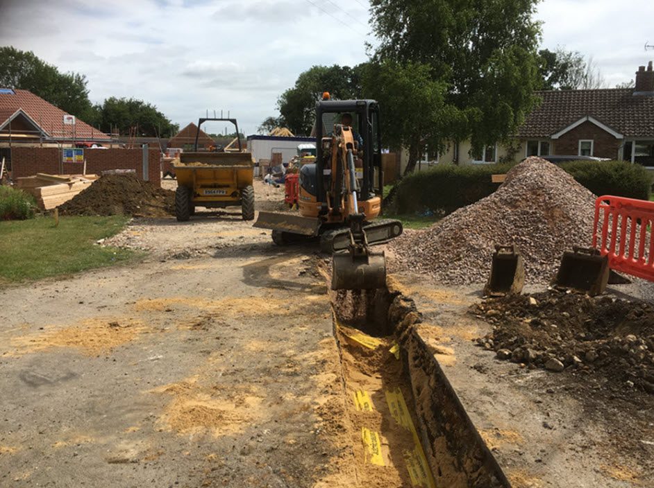 Rougham - Excavating trenches for utilities for new build property in Suffolk