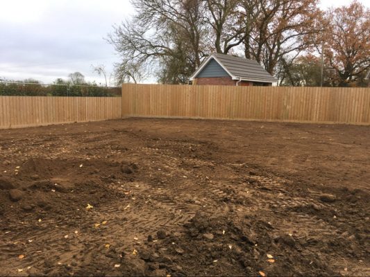 Rougham - site cleared and leveled pre start of groundworks.
