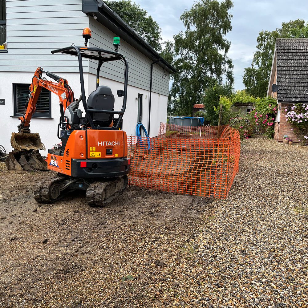 Site prepared for raft foundation works in Weatherden