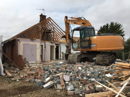 Bungalow demolition works in Stonham Aspal