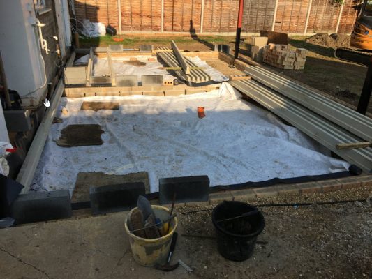 Block and beam flooring for extension groundwork project