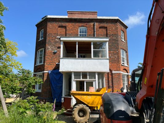 Two-storey extension before demolition in Bury St Edmunds