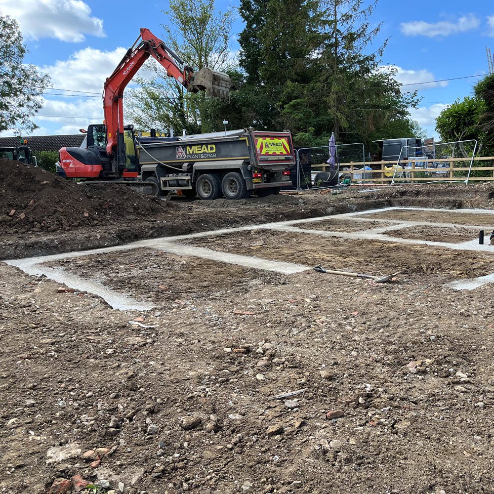 Foundations and oversite preparation for house project in Denham near Bury St Edmunds