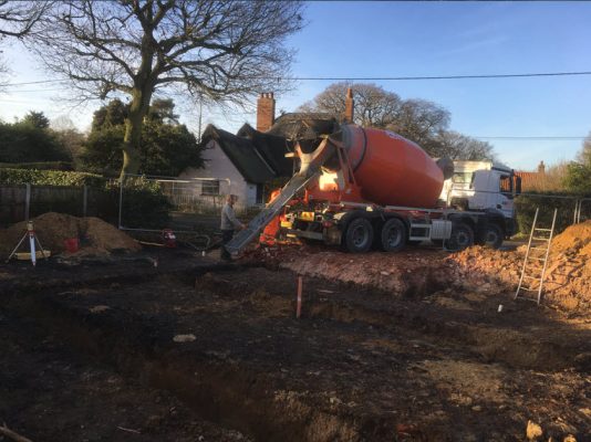 Concrete foundations poured for new build project in East Bergholt