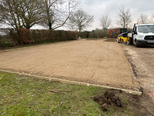 Levelling for car park pre surfacing in Elmswell