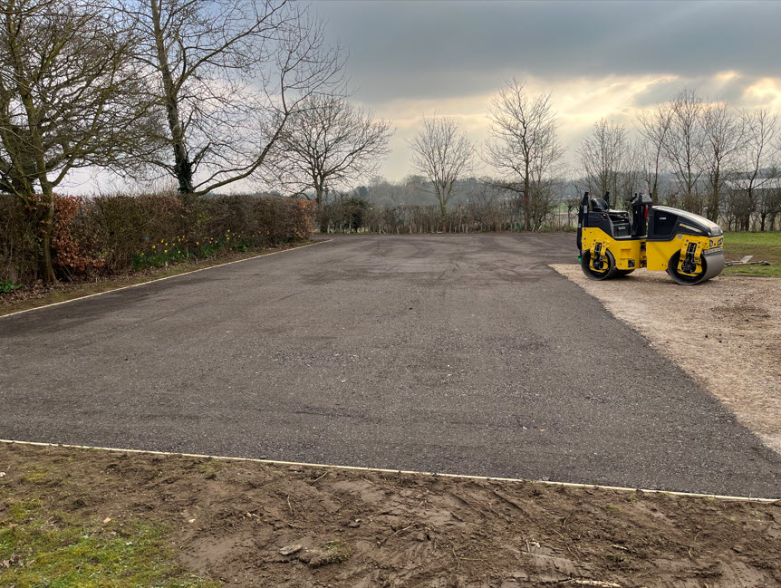 Completed car park surface with Type 1 and tarmac planings in Elmswell