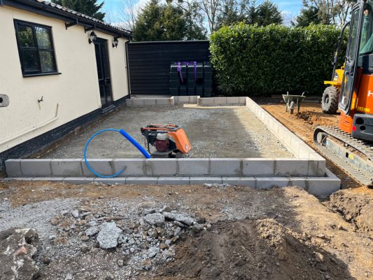 Drainage and oversite preparation for rear extension groundworks