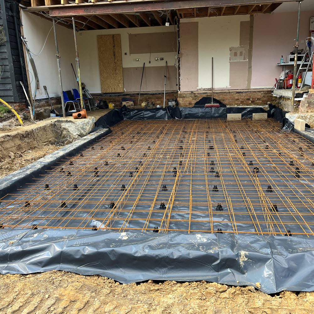 Foundations and drainage installation for extension groundworks in Great Easton