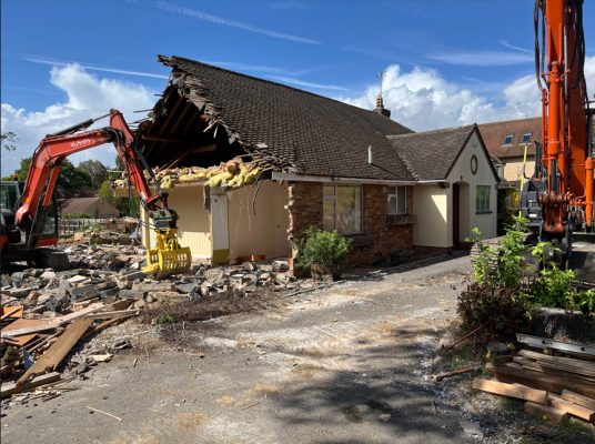 Large bungalow demolition in Great Shelford
