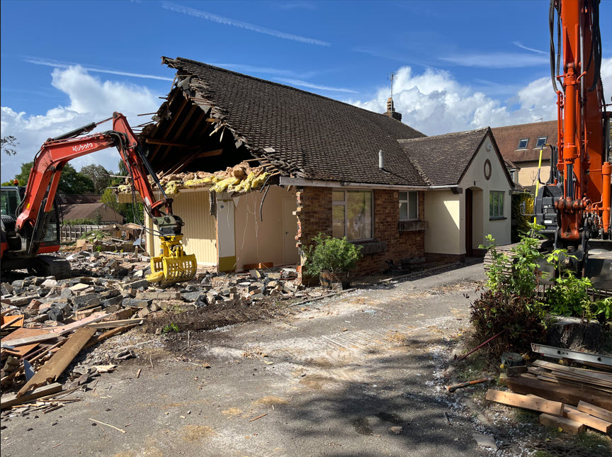 Large bungalow demolition in Great Shelford