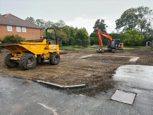 Cleared site after bungalow demolition in Great Shelford