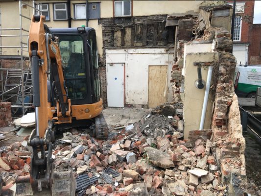 Controlled demolition works on listed building