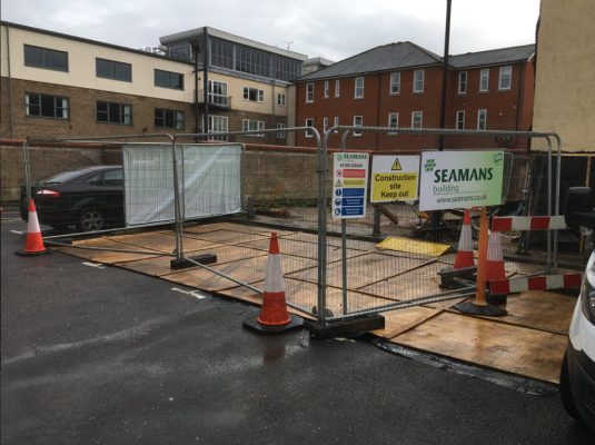 Cleared listed building site in Bury St Edmunds