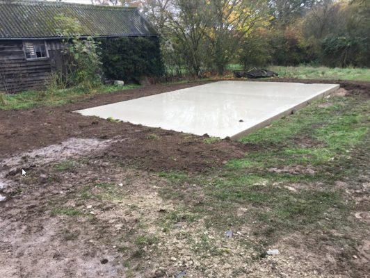 Completed concrete base for fertiliser tanks in Stowlangtoft