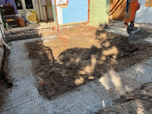 Drainage and groundwork preparation for house extension on Victoria Street