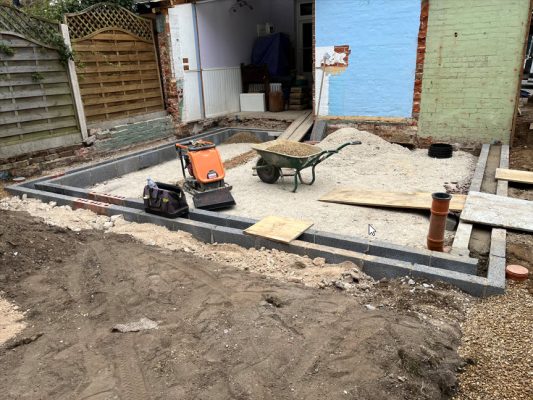 Groundwork for extension in Bury St Edmunds