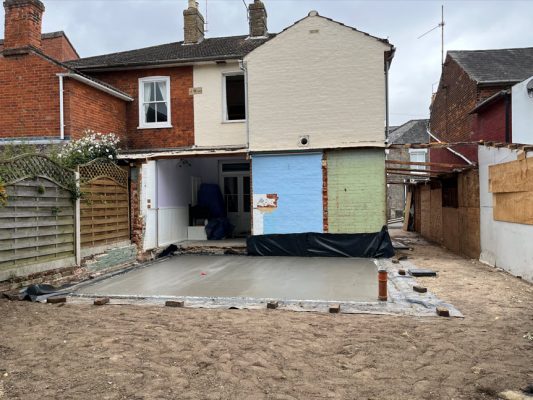 Completed oversite and groundwork package for extension in Bury St Edmunds