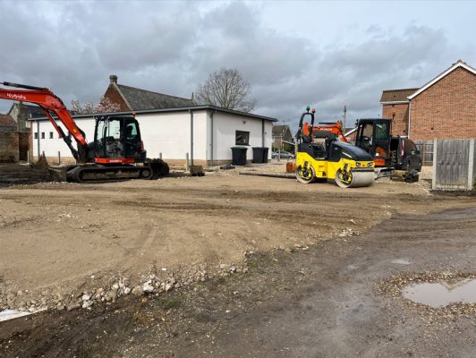 Type 1 sub-base preparation for car park in Elmswell