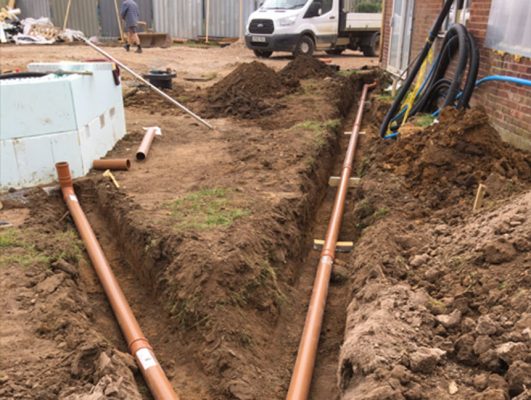 Drainage installation for new house in Wetherden