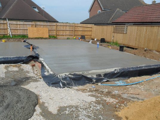 Foundations concreted for new build house in Woolpit